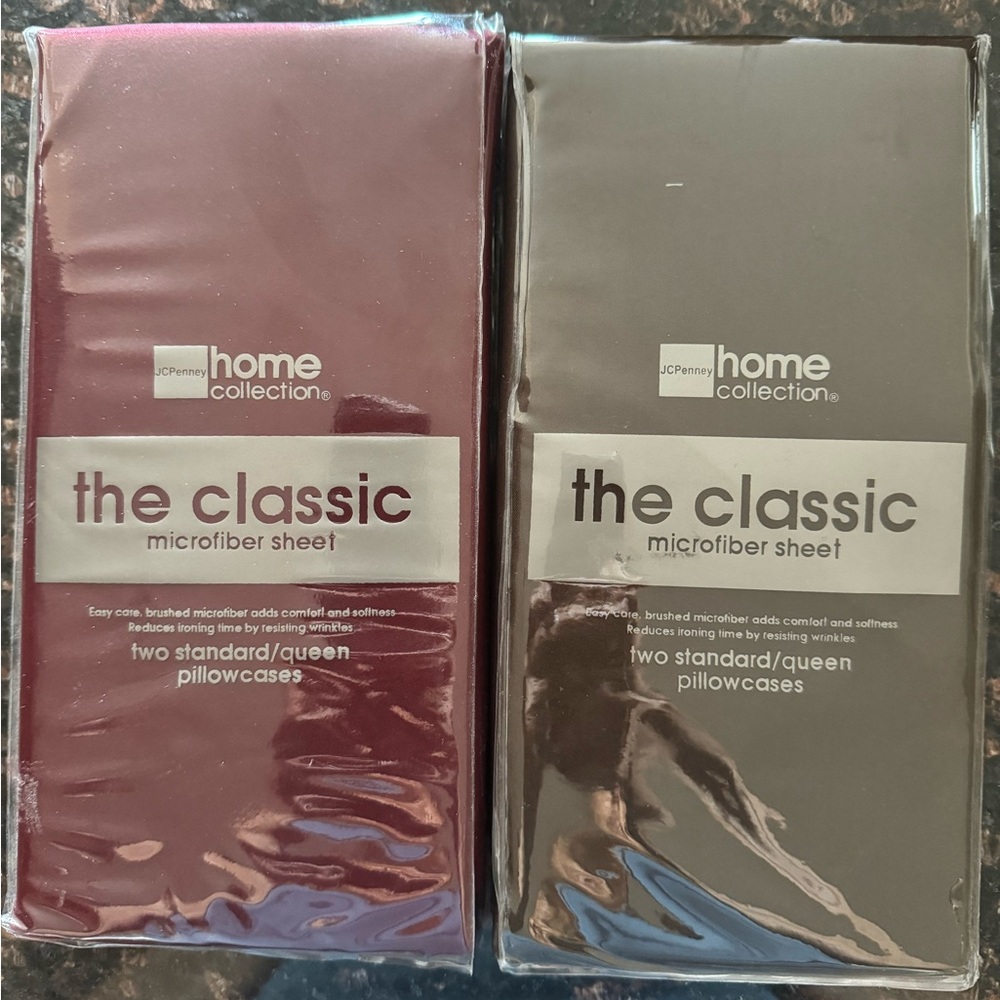 Queen microfiber pillowcase. 1 set is Merlot the other set is Brown